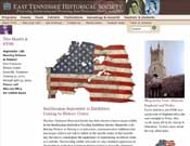 East TN Historical Society: Graphic design by Media South, programming by Averra Media. Site maintained by client using Averra's Web Content Management Tool.